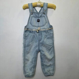 Oshkosh B'Gosh Infant Light Wash Denim Overalls w/ Ribbon Belt Size 18 Months
